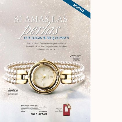 2'850 RD$ RELOJ ROMANTIC PEARL. COD. 32290 CON ASTUCHE REGALO PERSONABLIZABLE.