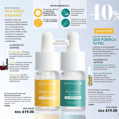 619 RD$ TRATAMIENTO REVITALIZANTE COD.35416. 15ml- TRATAMIENTO PURIFICANTE COD.35418. 15ml